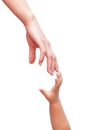 Two hands are drawn towards each other