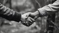 Two hands firmly grasp each other in a warm handshake, Royalty Free Stock Photo