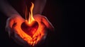 Fiery Heart in Hands Royalty Free Stock Photo