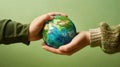 The hands holding Earth.AI generated image Royalty Free Stock Photo