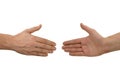 Two hands before handshake