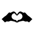 Two hands have shape heart Hands making heart symbol silhouette icon black color illustration Royalty Free Stock Photo