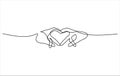 two hands and heart shape sign in continuous line drawing minimalism