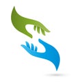 Two hands, helper and medicine logo