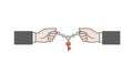Two Hands Hold Chain With Key, Symbolizing Agreement, Partnership, and Solutions Royalty Free Stock Photo