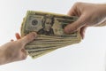 Two hands holding American Cash Royalty Free Stock Photo