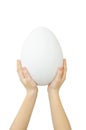 Two hands holding big egg Royalty Free Stock Photo