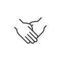 Two hands holding each other line icon Royalty Free Stock Photo