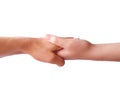 Two hands holding each other strongly Royalty Free Stock Photo