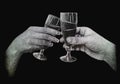 Two hands holding glasses of champagne Royalty Free Stock Photo