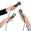Hands holding microphones Royalty Free Stock Photo