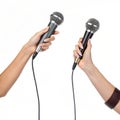 Hands holding microphones Royalty Free Stock Photo