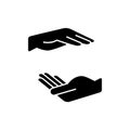 Two hands holding something black glyph icon