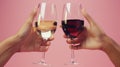 Two hands holding wine glasses and toasting Royalty Free Stock Photo