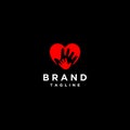 Two Hands Inside Heart Symbol Logo Design Royalty Free Stock Photo