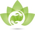 Two hands and leaves, naturopath logo Royalty Free Stock Photo