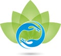 Two hands and leaves, naturopath logo Royalty Free Stock Photo