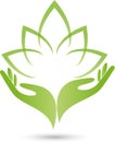 Two hands, leaves, naturopath logo Royalty Free Stock Photo