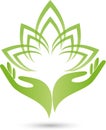 Two hands, leaves, naturopath logo Royalty Free Stock Photo