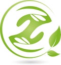 Two hands and leaves, naturopath and wellness logo Royalty Free Stock Photo