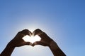 Two hands making heart shape with copy space Royalty Free Stock Photo