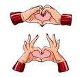 Two hands making heart sign. Love, romantic. Royalty Free Stock Photo