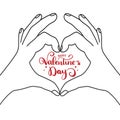 Two hands making heart sign.Vector illustration with heart hands Royalty Free Stock Photo