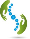 Two hands, naturopaths and orthopedics logo