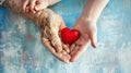 Elderly and Young Hands Unity.AI generated image Royalty Free Stock Photo