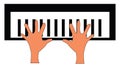 Two hands on a piano key board vector illustration Royalty Free Stock Photo
