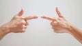 Two hands pointing at each other with thumbs up, AI Royalty Free Stock Photo