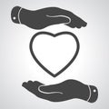 Two hands protecting heart icon