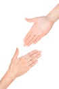 Two hands reaching each other Royalty Free Stock Photo