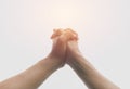 Two hands reaching toward each other. Teamwork and helping Royalty Free Stock Photo