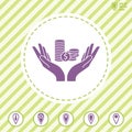 Two hands save money vector icon. Royalty Free Stock Photo