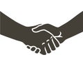 Two hands shaking each other. Partners handshake. Hands holding one another gesture of contract agreement, friendship Royalty Free Stock Photo