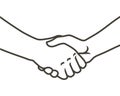 Two hands shaking each other. Partners handshake. Hands holding one another gesture of contract agreement, friendship Royalty Free Stock Photo