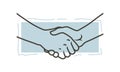 Two hands shaking each other. Partners handshake. Hands holding one another gesture of contract agreement, friendship Royalty Free Stock Photo