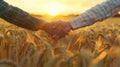 The handshake in wheat field.AI generated image Royalty Free Stock Photo