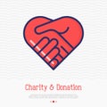 Two hands in shape of heart thin line icon Royalty Free Stock Photo
