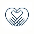 Two hands in shape of heart vector icon. Two hands in shape of heart. Vector modern thin line icon Royalty Free Stock Photo