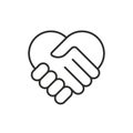 Two hands in shape of heart vector icon Royalty Free Stock Photo