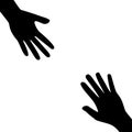 Two hands silhouette reaching towards each other. Vector Illustration