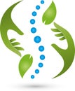 Two hands and spine, naturopath and physiotherapy logo