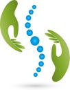 Two hands and spine, orthopedic and massage logo