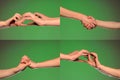 Two hands stretch to each other from the opposite sides symbolizing the close connection between