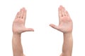 Two hands symbol that means stop on white background