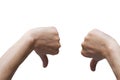 Two hands with thumb down Royalty Free Stock Photo