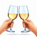 Two Hands Toasting with Glasses of White Wine Royalty Free Stock Photo