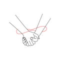 two hands together and red thread Royalty Free Stock Photo